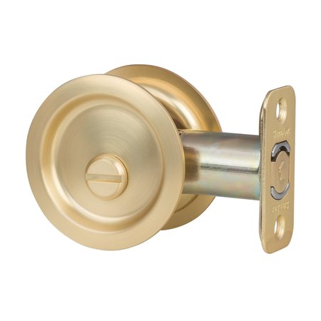 SURE-LOC HARDWARE Sure-Loc Hardware Round Pocket Door Pull, Privacy, Satin Brass DP-R02 SB